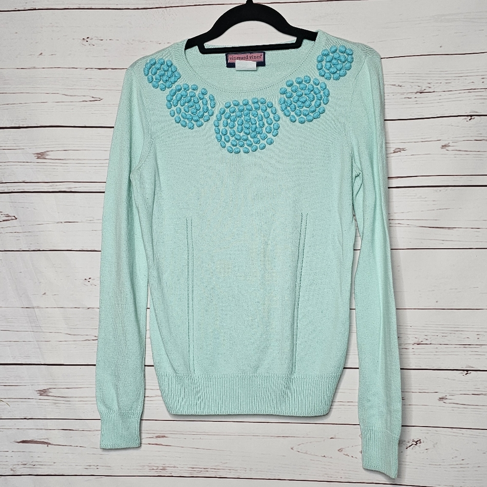 Vineyard Vines Green Sweater with Applique Detail